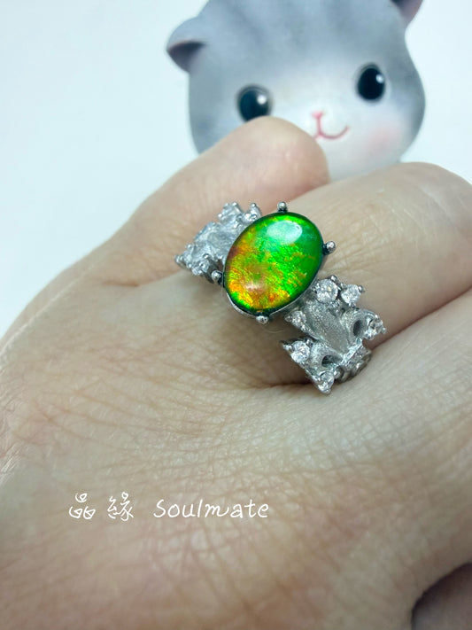 斑彩石戒指（石7x9mm)