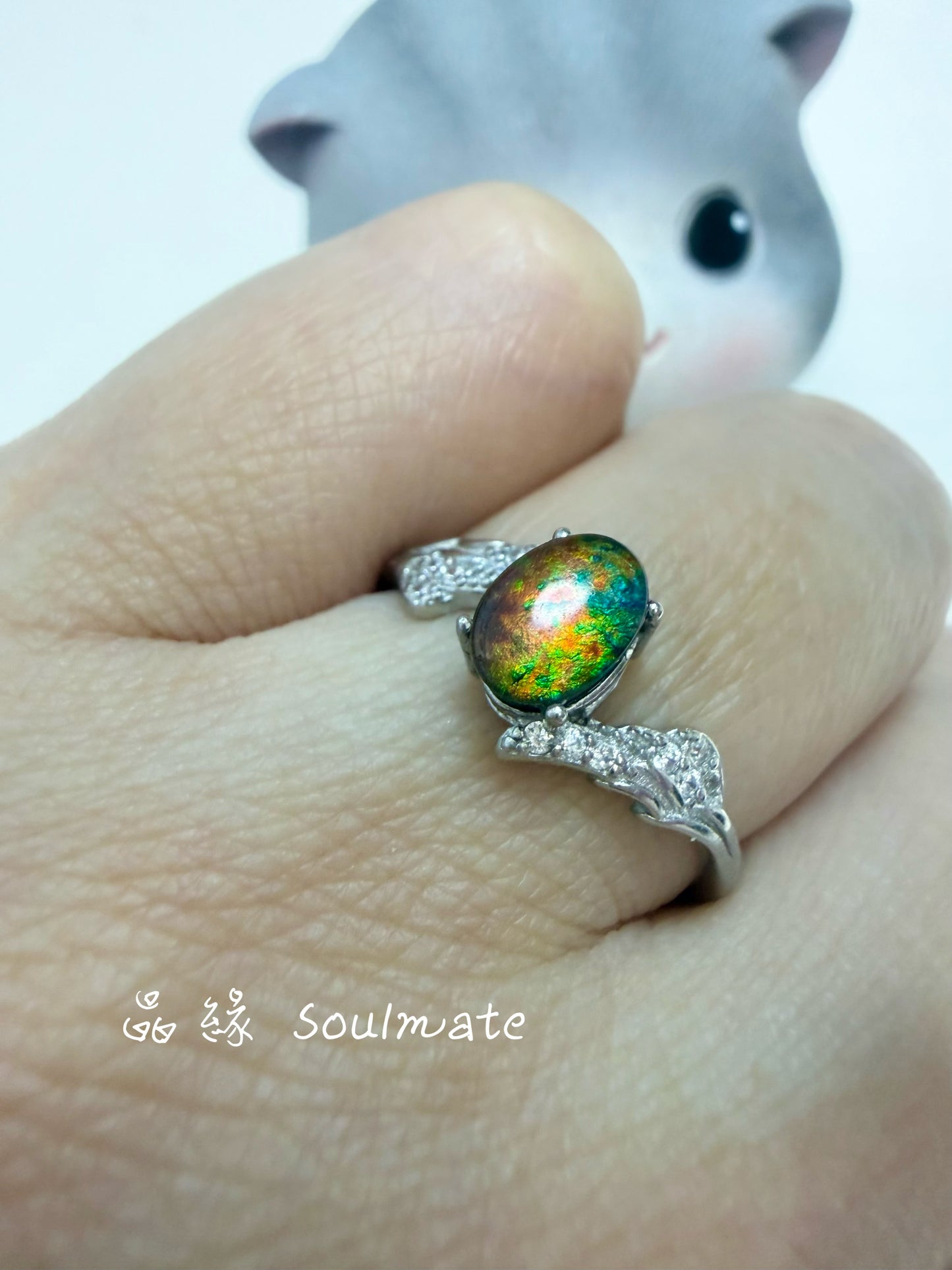 斑彩石戒指 （石5x7mm)
