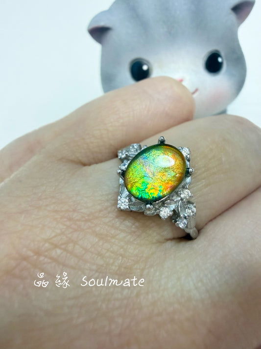 斑彩石戒指 （石7x9mm)