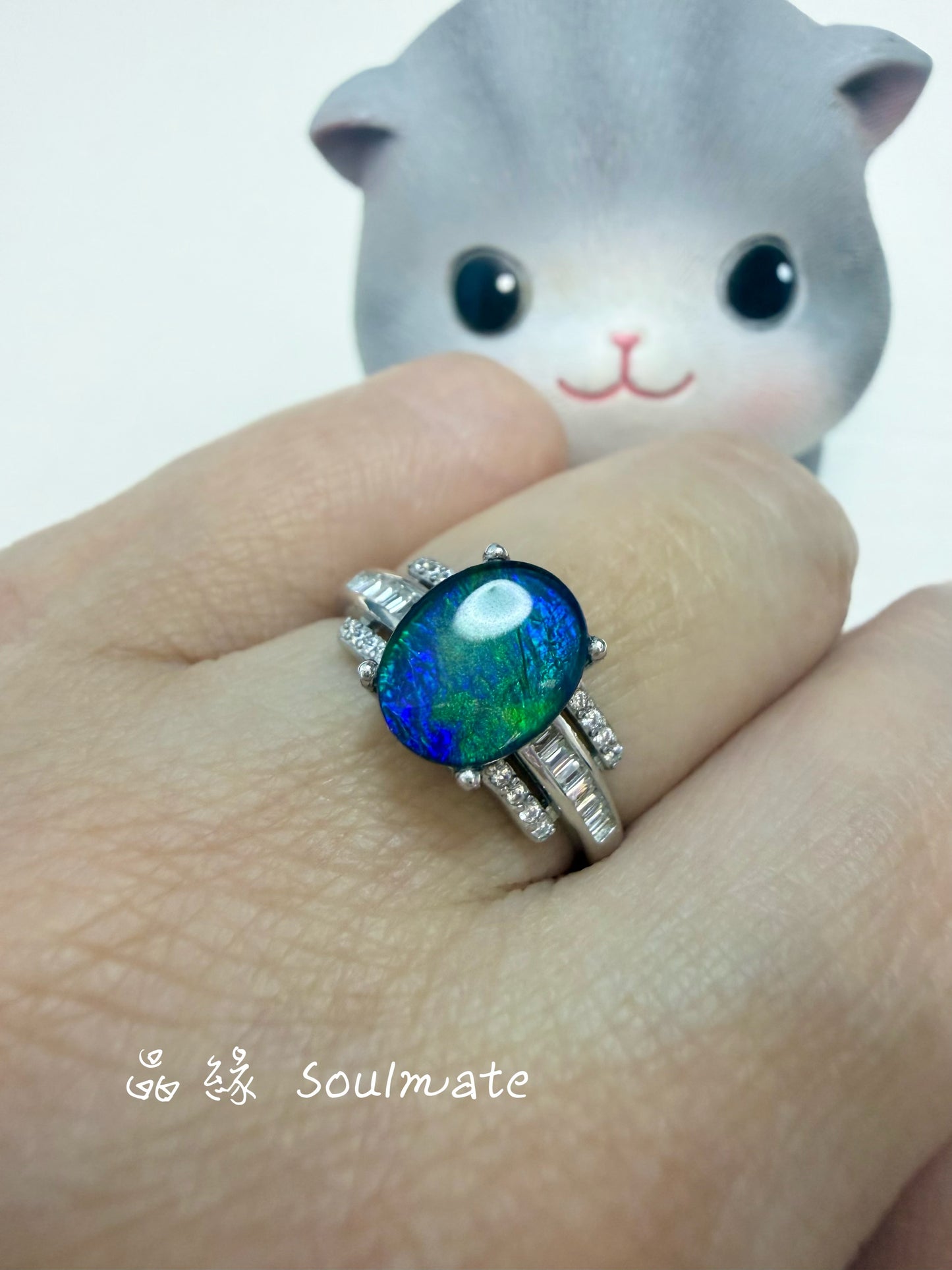斑彩石戒指 （石7x9mm)