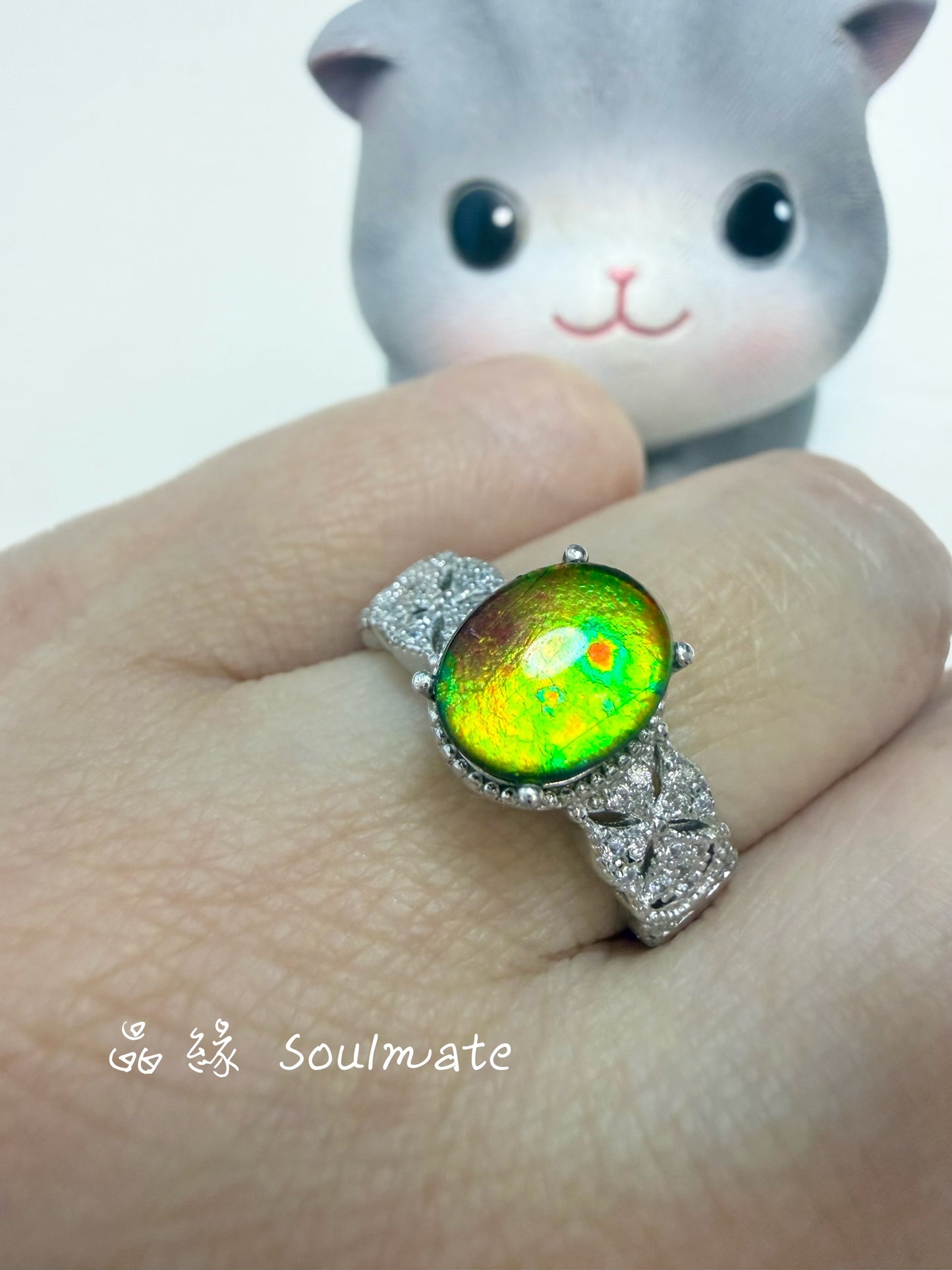 斑彩石戒指（石7x9mm)