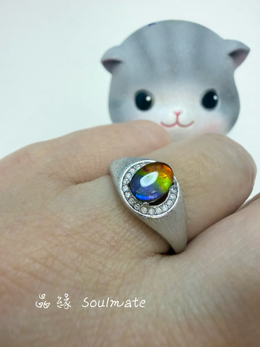 斑彩石戒指 5x7mm