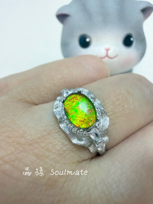 斑彩石戒指（石6x8mm)