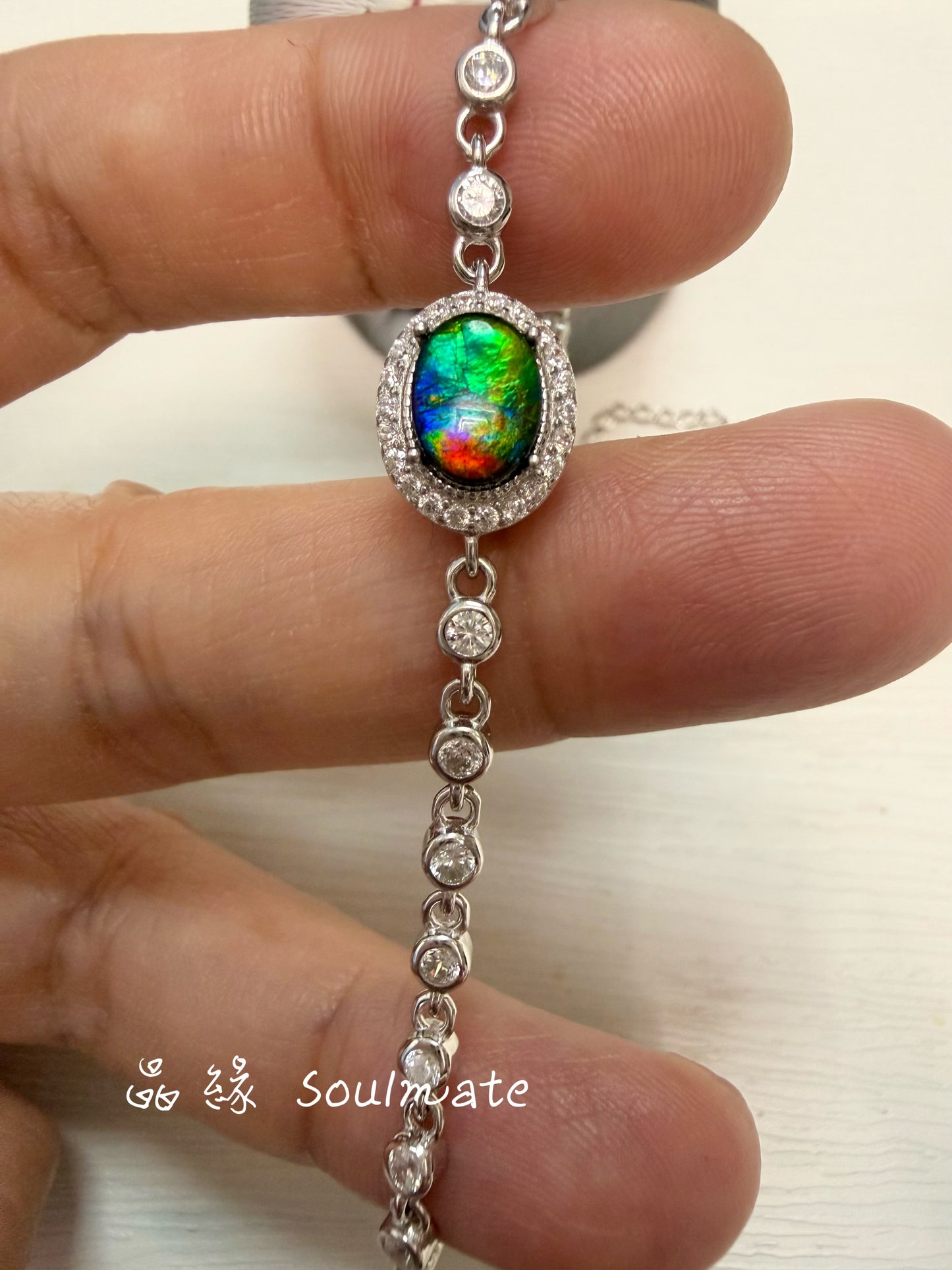 斑彩石手鏈 （石6x8mm)