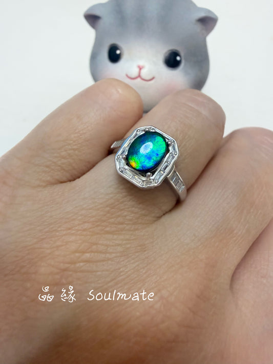 斑彩石戒指 （石6x8mm)