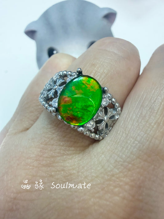 斑彩石戒指 （石8x10mm)