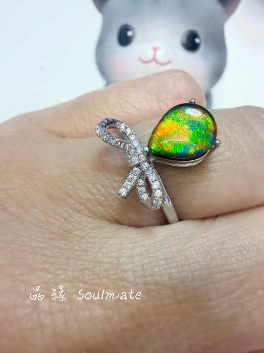 斑彩石戒指 （石7x9mm)