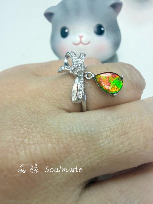 斑彩石戒指（石6x8mm)