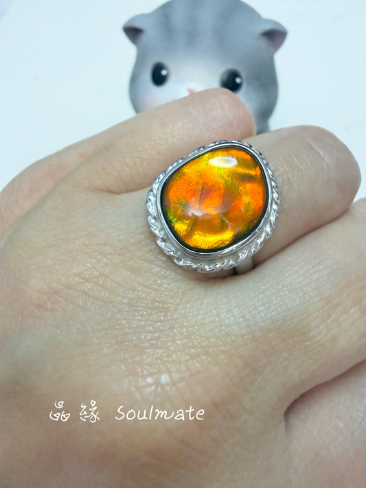 斑彩石戒指 （石12x13mm)