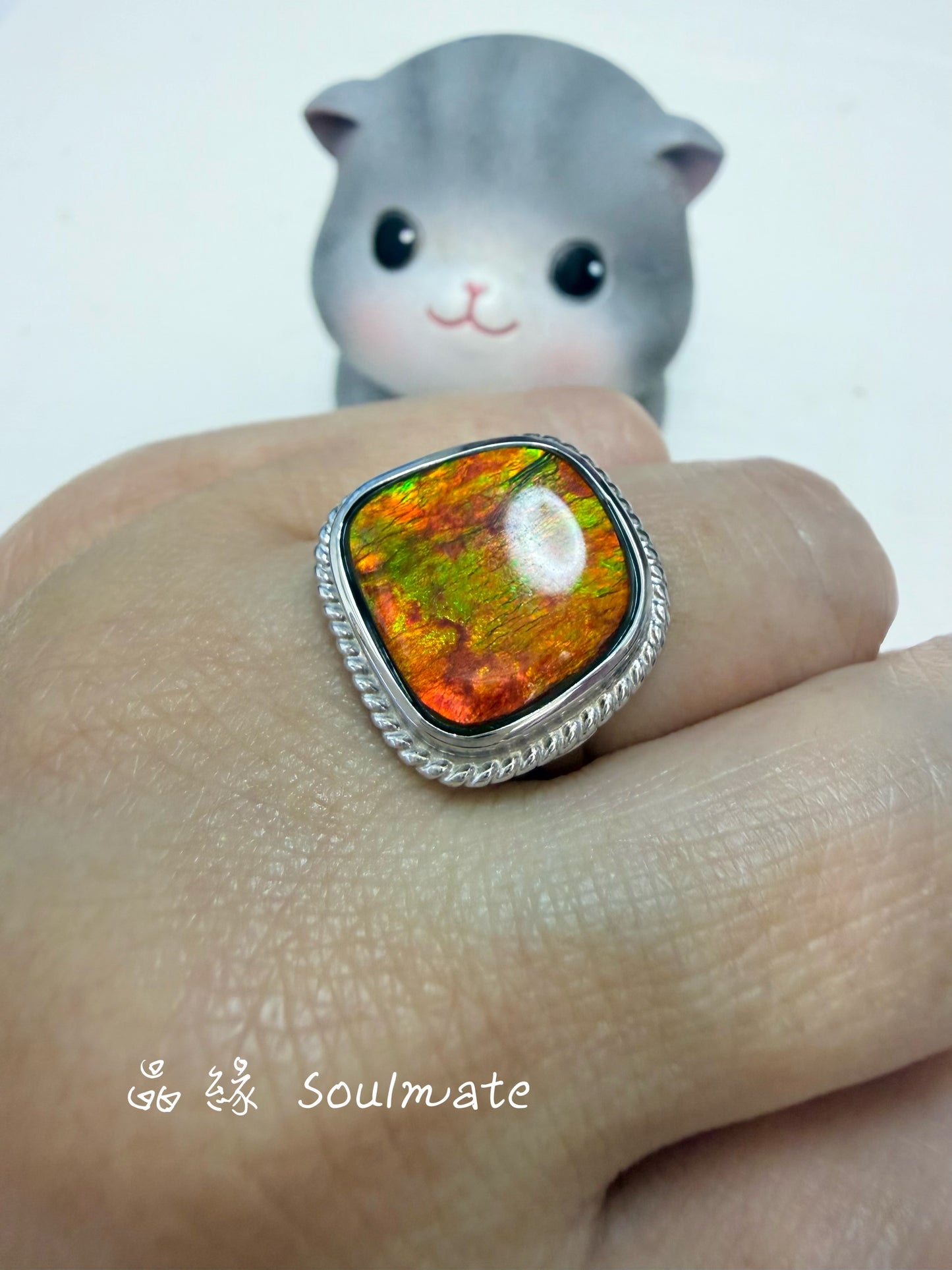 斑彩石戒指（石13x14mm)