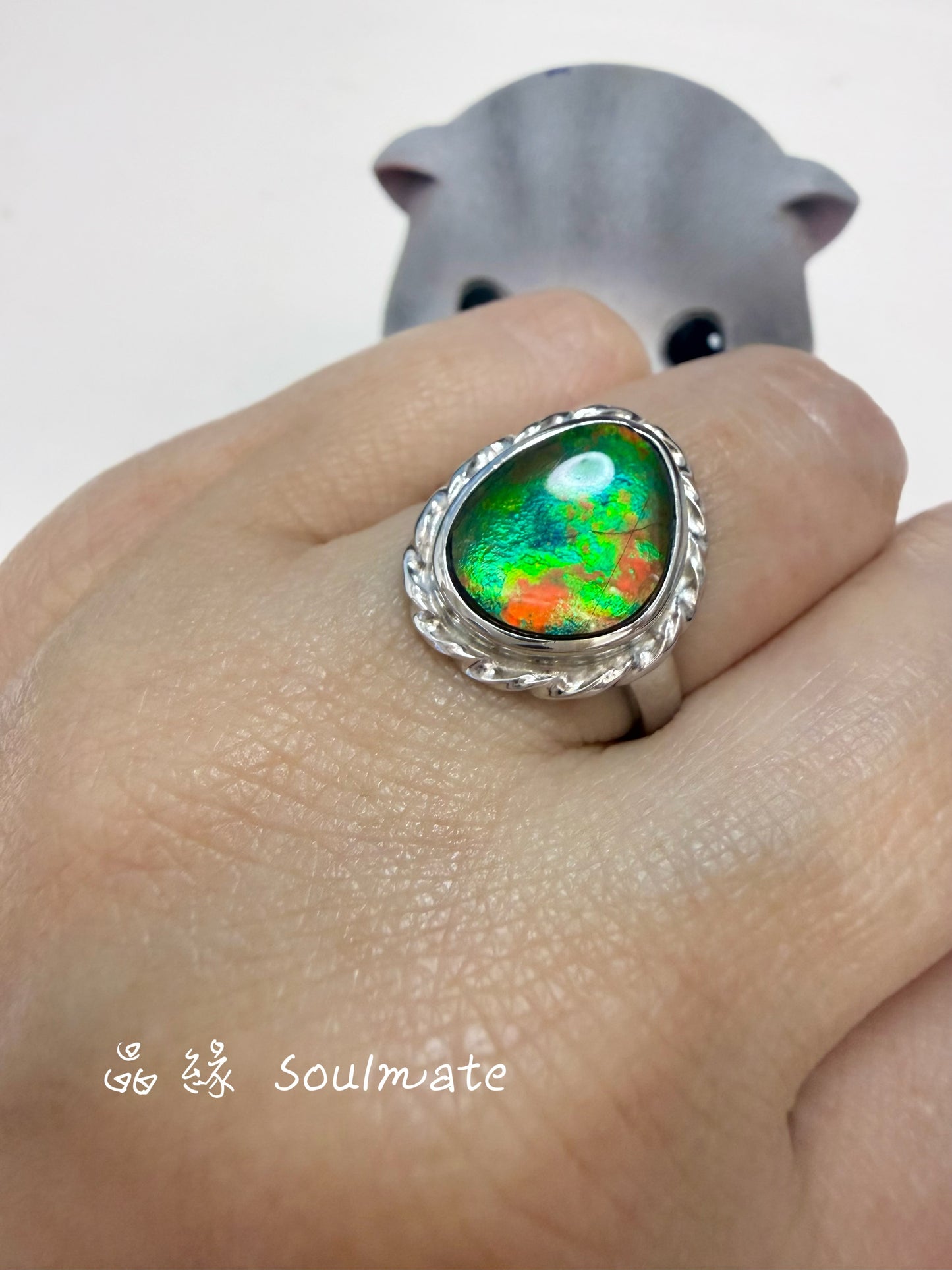 斑彩石戒指（石10x13mm)