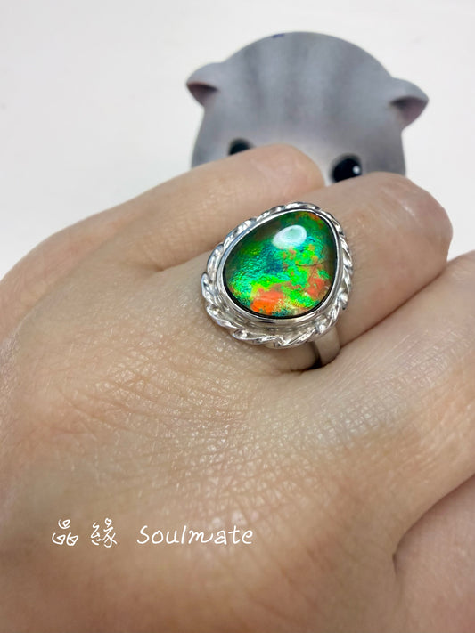 斑彩石戒指（石10x13mm)