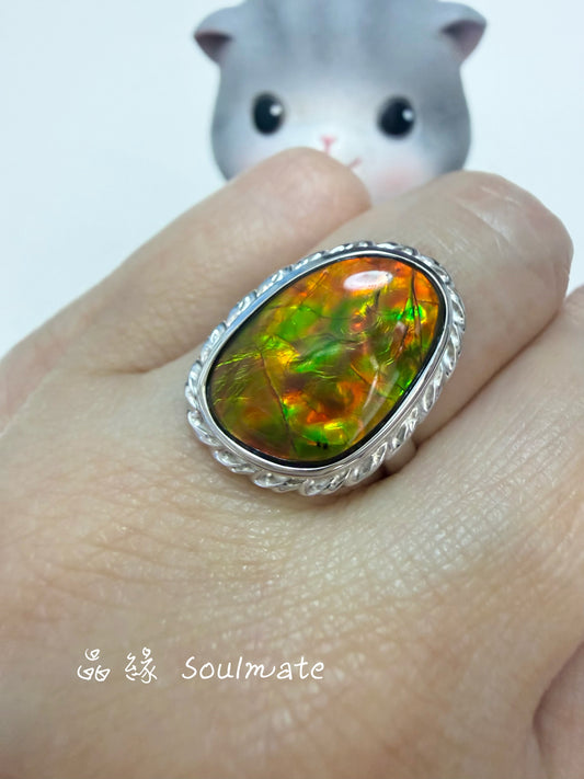 斑彩石戒指（石11x16mm)