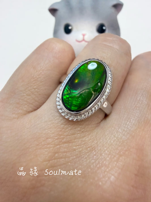 斑彩石戒指（石8x15mm)