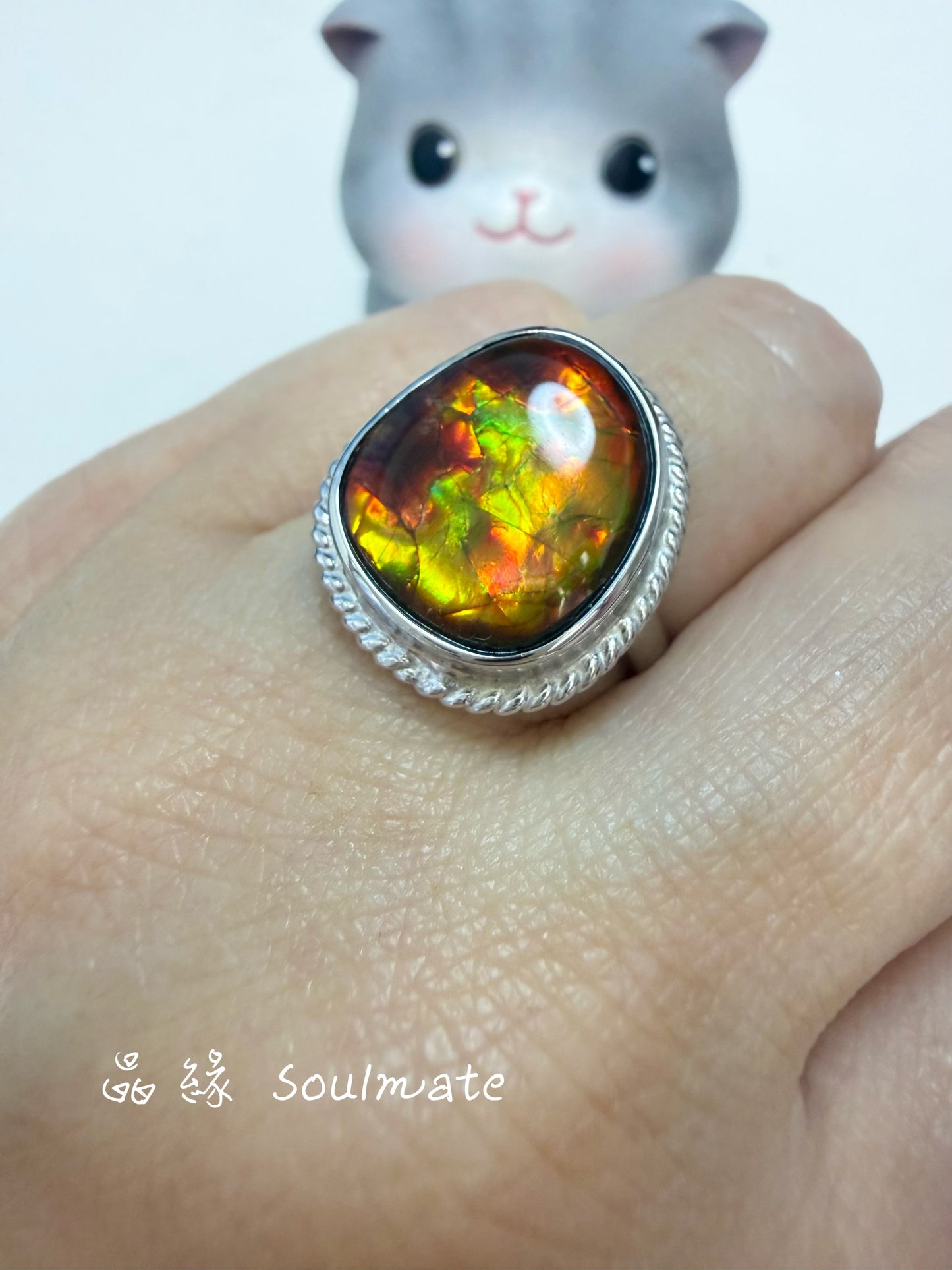 斑彩石戒指（石12x14mm)