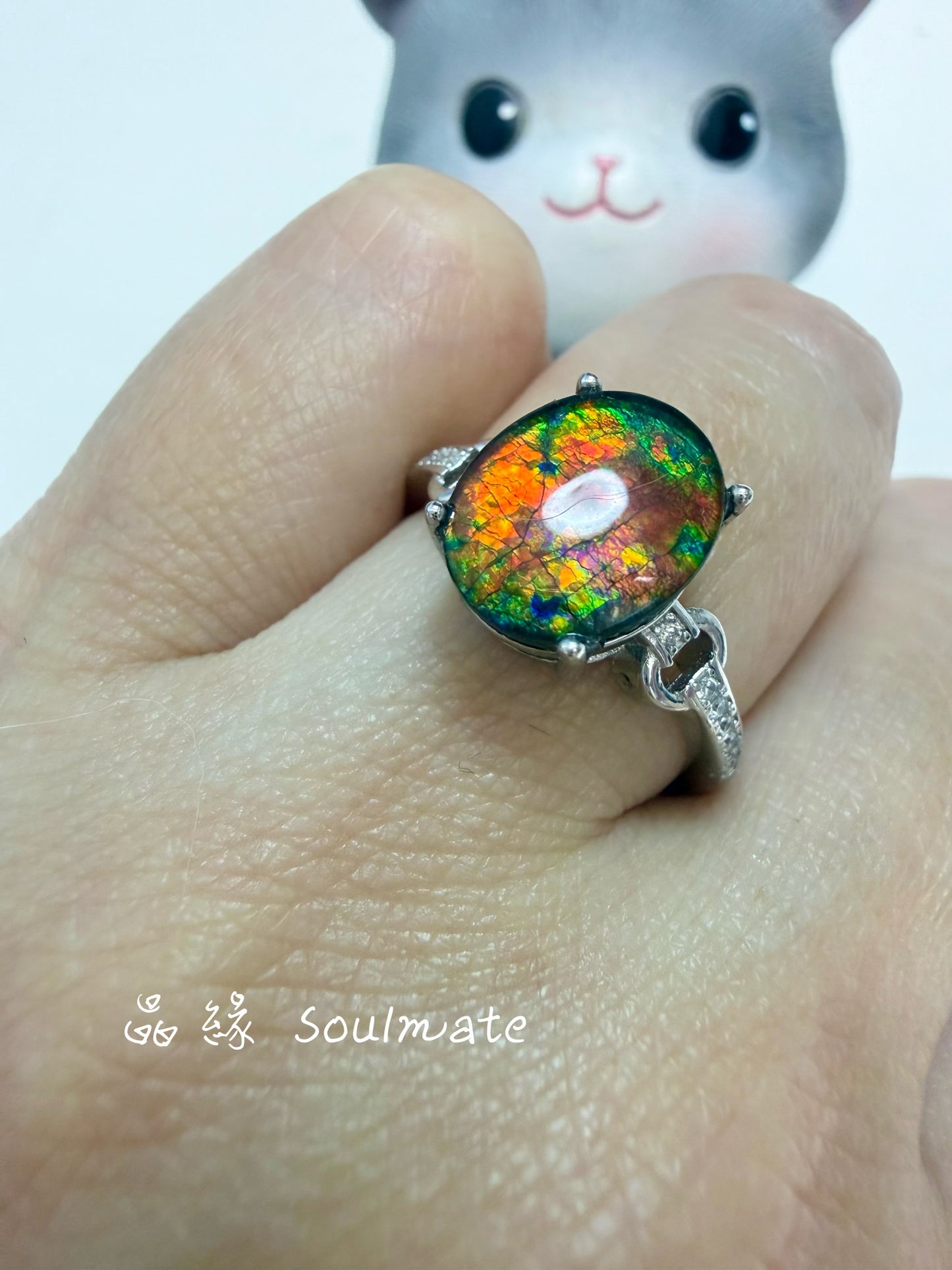 斑彩石戒指（石9x11mm)