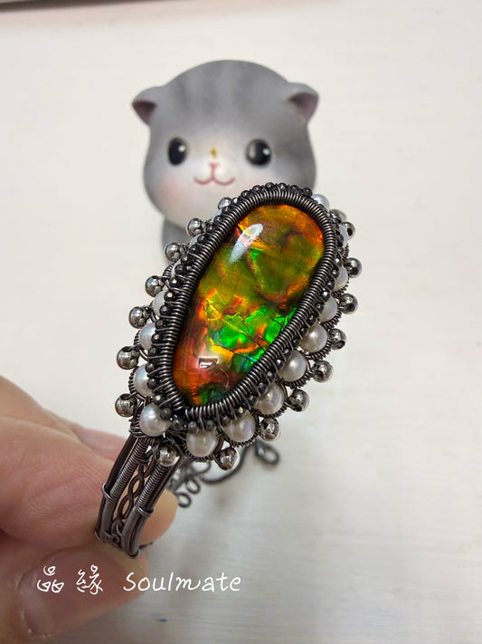 斑彩石手鐲 （石11x25mm)