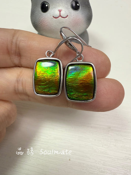 斑彩石耳環 13x17mm