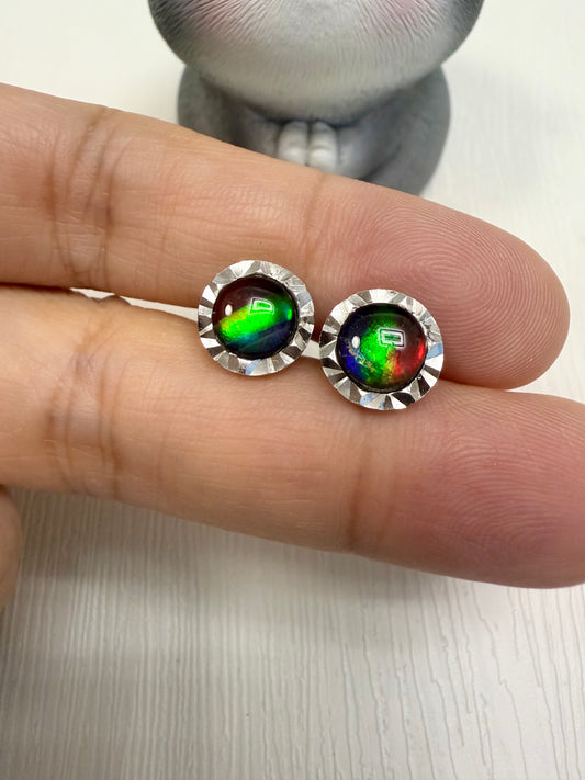 斑彩石耳環 10mm (石7mm)