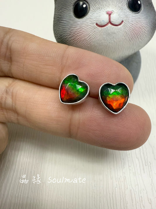 斑彩石耳釘 8mm