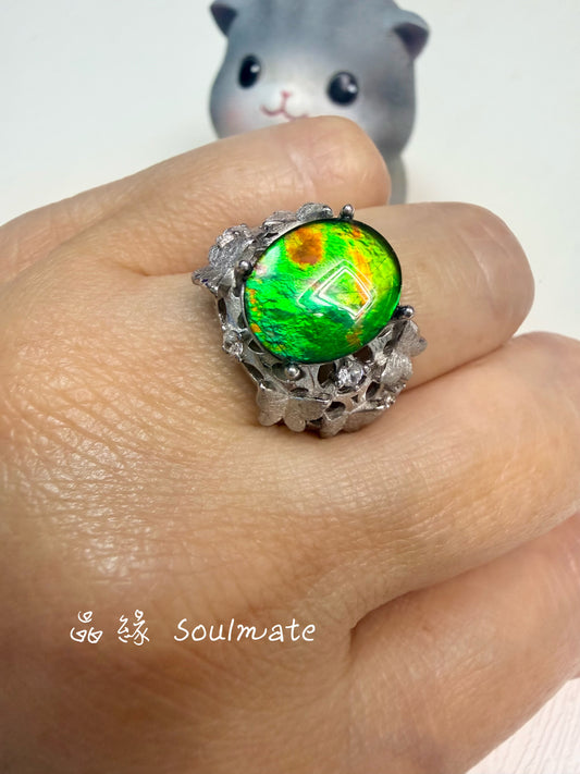 斑彩石戒指 （石10x12mm)