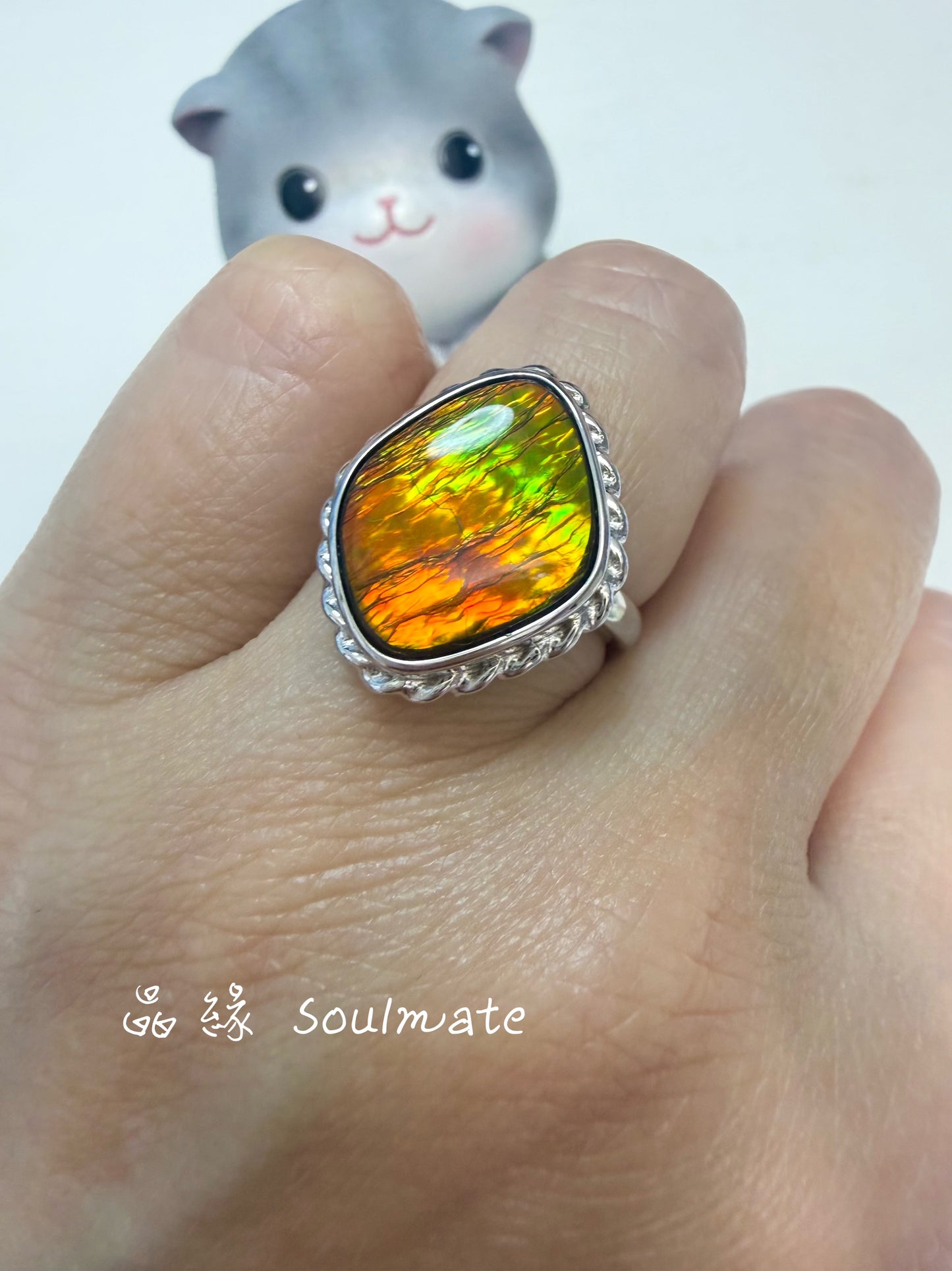 斑彩石戒指（石13x17mm)
