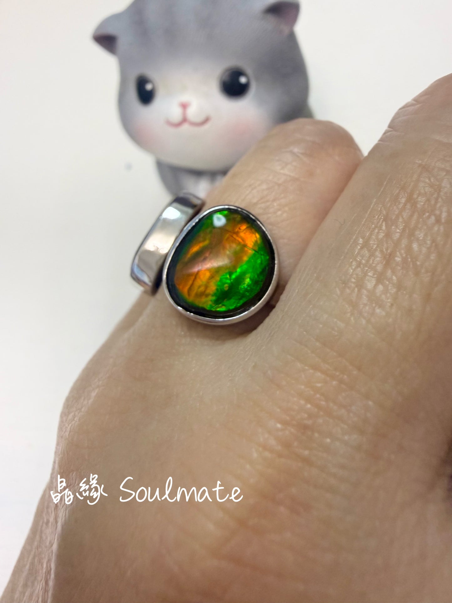 斑彩石戒指（石9x13,8x10mm)