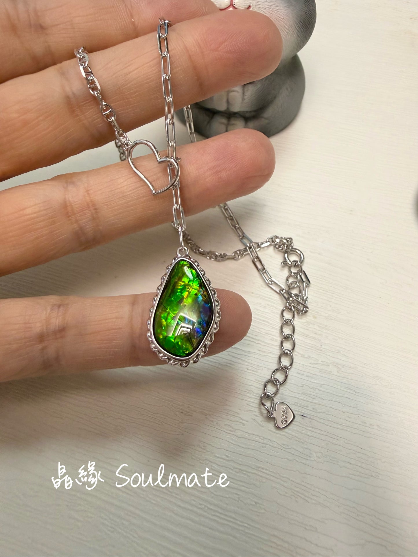 斑彩石頸鏈 13x20mm (石11x17mm)