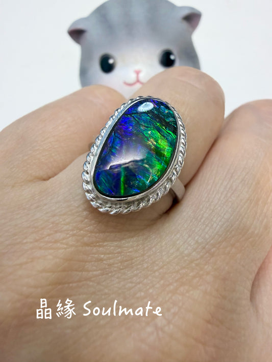 斑彩石戒指 13x19mm (石10x15mm)