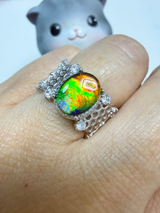 斑彩石戒指 （石7x9mm)