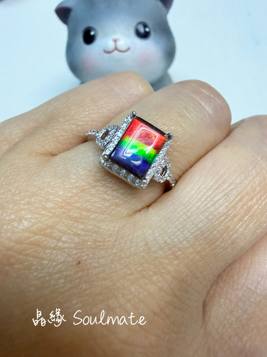 斑彩石戒指（石6x8mm)