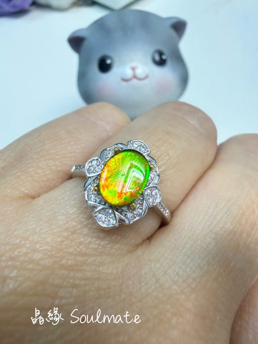 斑彩石戒指（石6x8mm)