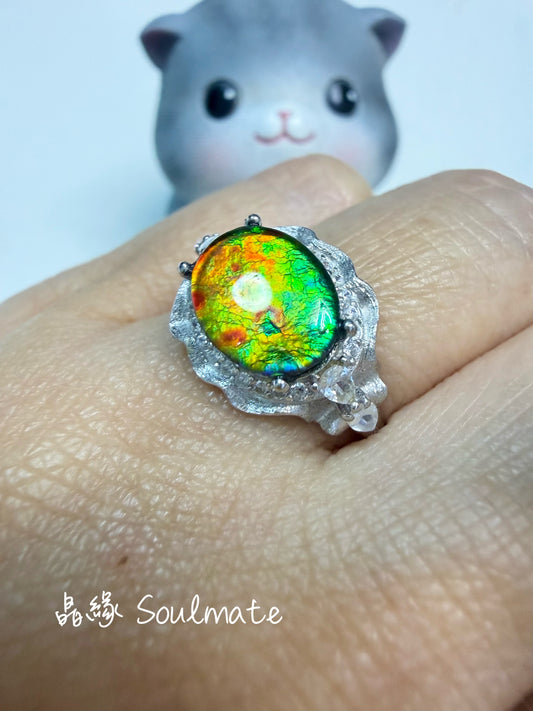 斑彩石戒指 （石8x10mm)