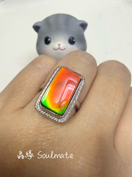 斑彩石戒指 13x20mm (石8x15mm)