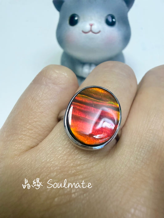 斑彩石戒指 14x16mm (石12x14mm)