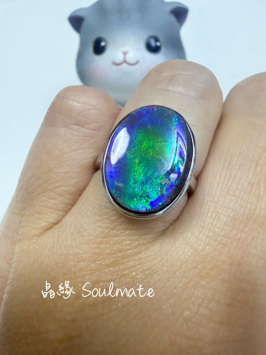 斑彩石戒指 13x17mm(石12x16mm)