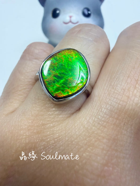 斑彩石戒指 13x15mm (石12x13mm)