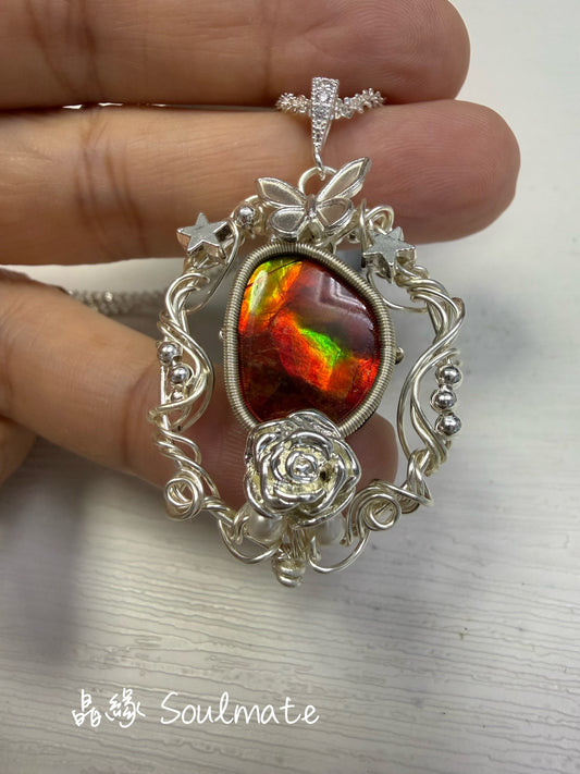 斑彩石吊墜 （石12x18mm)