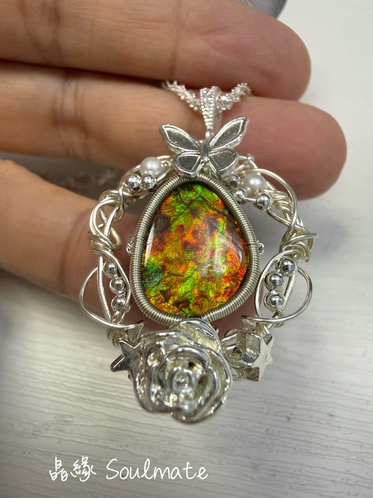 斑彩石吊墜 （石12x17mm)