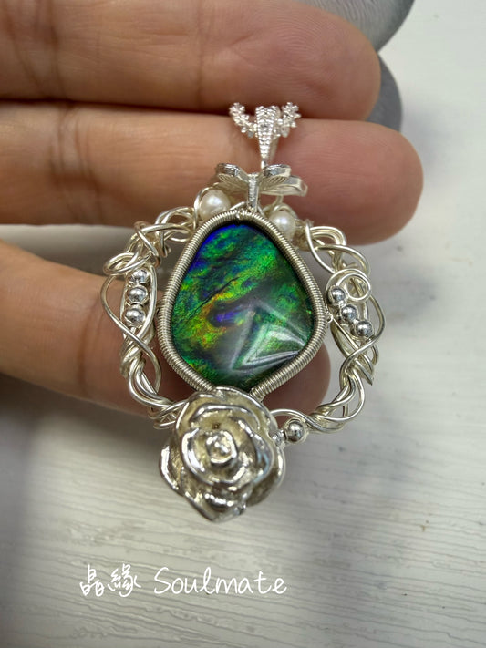 斑彩石吊墜 （石15x18mm)