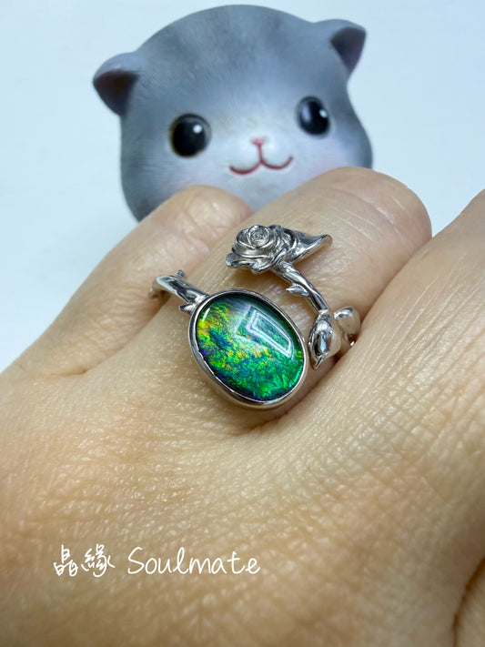 斑彩石戒指 （石7x9mm)