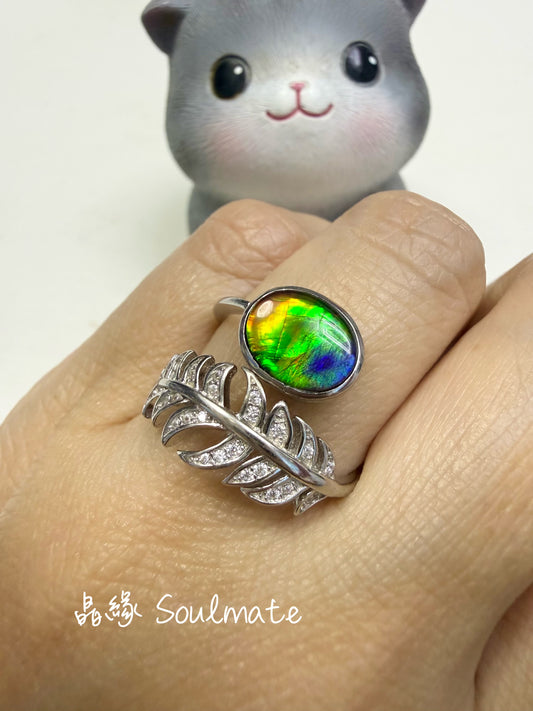 斑彩石戒指（石7x9mm)