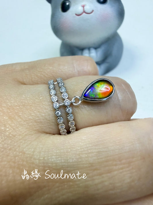 斑彩石戒指（石5x7mm)
