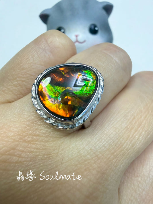 斑彩石戒指 （石12x14mm)
