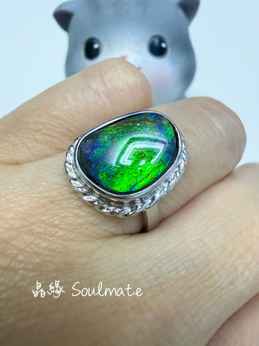 斑彩石戒指（石9x13mm)