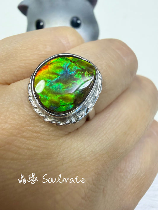 斑彩石戒指 （石12x14mm)