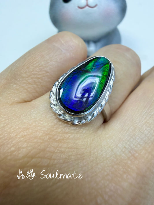 斑彩石戒指（石9x16mm)