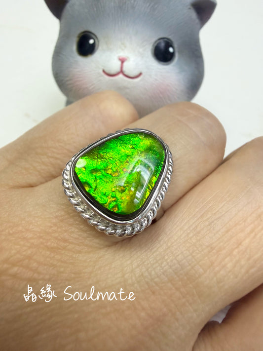 斑彩石戒指 （石 12x14mm)