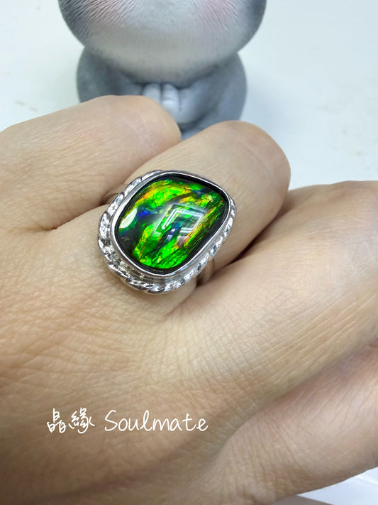 斑彩石戒指（石10x13mm)