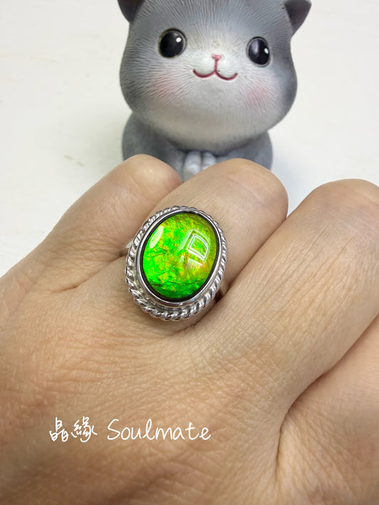 斑彩石戒指 （石9x12mm)
